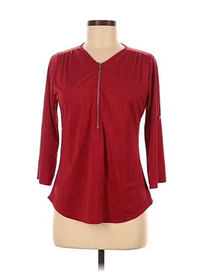 Pre-owned Ny Collection 3/4 Sleeve Top Red Keyhole Neckline Tops