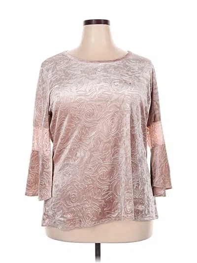 Pre-owned Ny Collection 3/4 Sleeve Top Silver Boatneck Tops