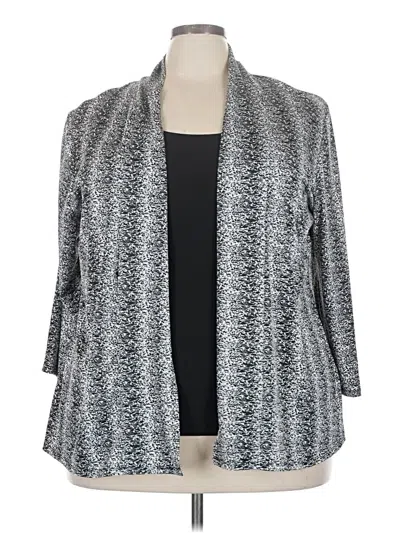 Pre-owned Ny Collection 3/4 Sleeve Top Silver Cowl Neck Tops