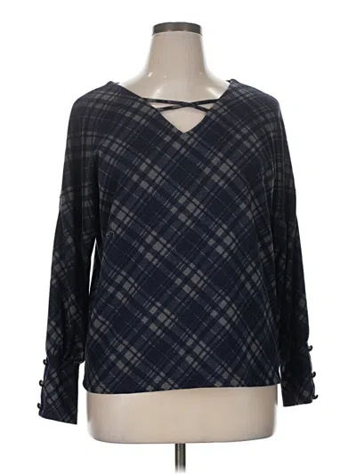 Pre-owned Ny Collection 3/4 Sleeve T-shirt In Blue