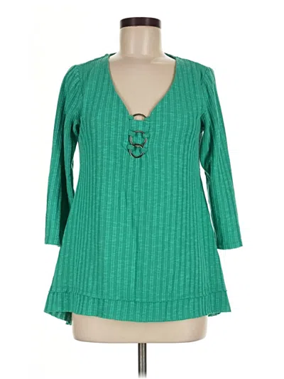 Pre-owned Ny Collection 3/4 Sleeve T-shirt In Teal