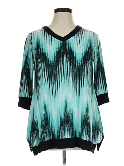 Pre-owned Ny Collection 3/4 Sleeve T-shirt In Teal