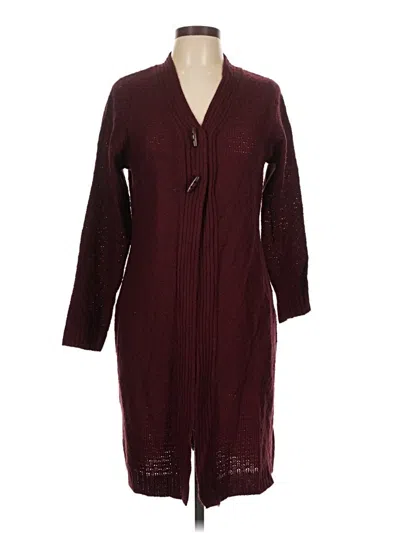 Pre-owned Ny Collection Cardigan Sweater In Burgundy