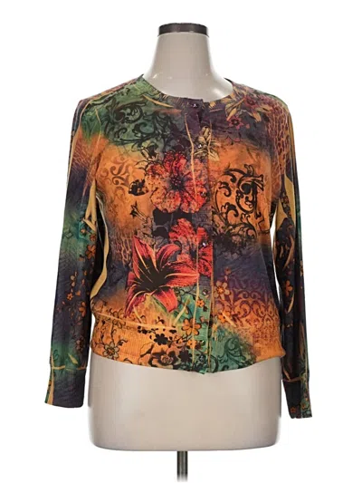 Pre-owned Ny Collection Cardigan Sweater In Gold