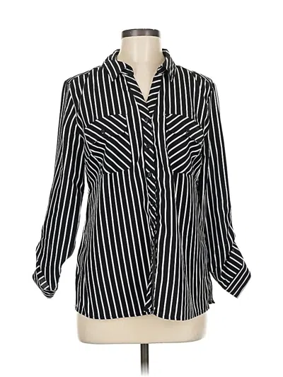 Pre-owned Ny Collection Long Sleeve Blouse In Black