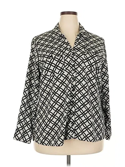 Pre-owned Ny Collection Long Sleeve Blouse In Black