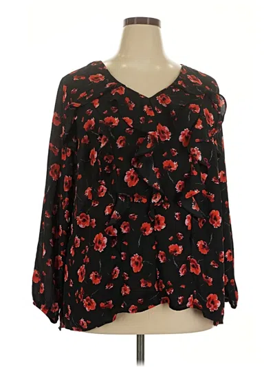Pre-owned Ny Collection Long Sleeve Blouse In Black