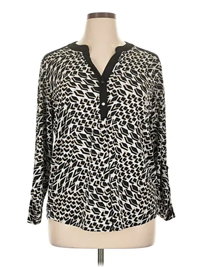 Pre-owned Ny Collection Long Sleeve Blouse In Black