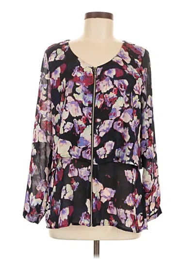 Pre-owned Ny Collection Long Sleeve Blouse In Black