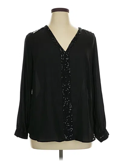 Pre-owned Ny Collection Long Sleeve Blouse In Black