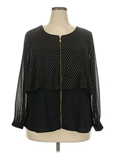 Pre-owned Ny Collection Long Sleeve Blouse In Black