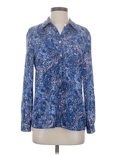 Pre-owned Ny Collection Long Sleeve Blouse In Blue