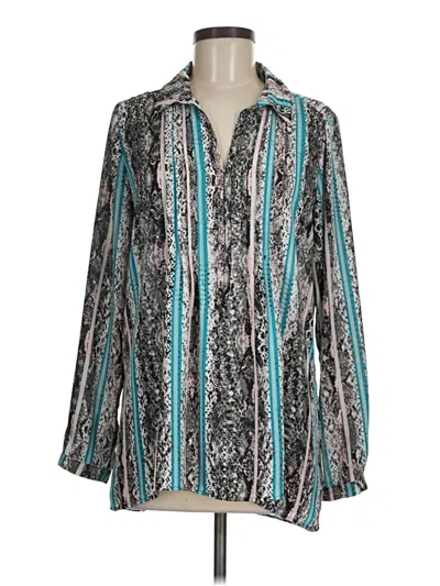 Pre-owned Ny Collection Long Sleeve Blouse In Blue