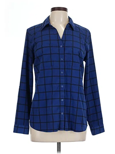 Pre-owned Ny Collection Long Sleeve Blouse In Blue