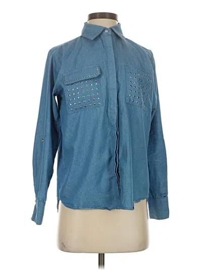 Pre-owned Ny Collection Long Sleeve Blouse In Blue