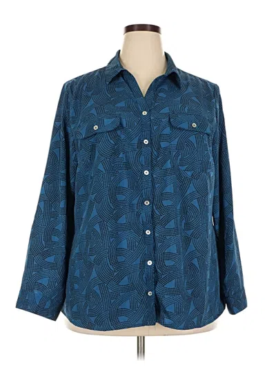 Pre-owned Ny Collection Long Sleeve Blouse In Blue