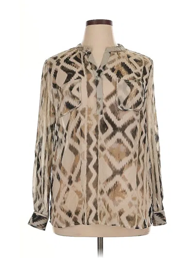 Pre-owned Ny Collection Long Sleeve Blouse In Brown