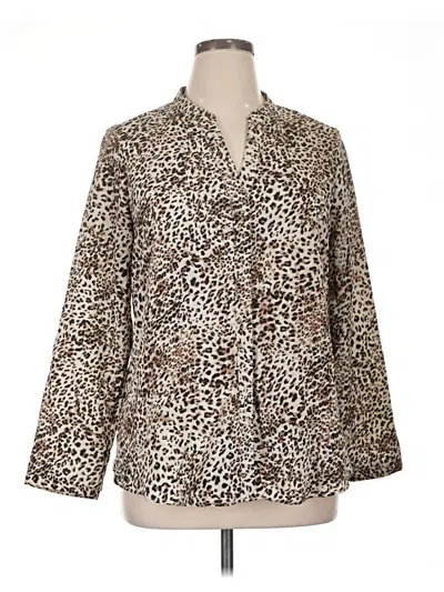 Pre-owned Ny Collection Long Sleeve Blouse In Brown