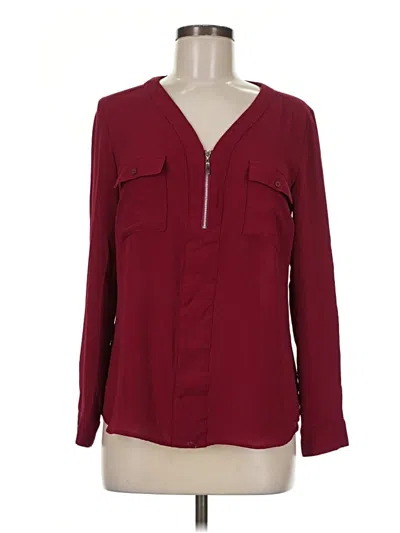 Pre-owned Ny Collection Long Sleeve Blouse In Burgundy