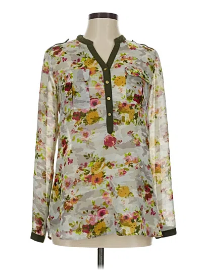 Pre-owned Ny Collection Long Sleeve Blouse In Gray