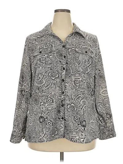 Pre-owned Ny Collection Long Sleeve Blouse In Gray