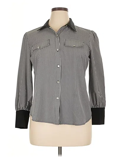 Pre-owned Ny Collection Long Sleeve Blouse In Gray