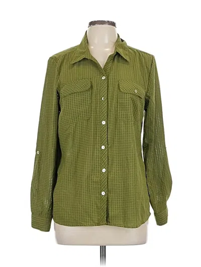 Pre-owned Ny Collection Long Sleeve Blouse In Green