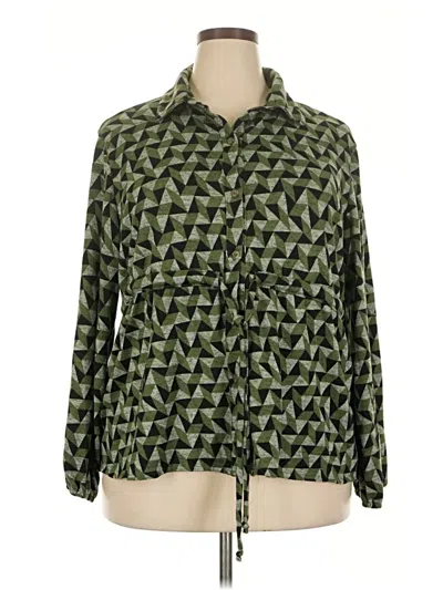 Pre-owned Ny Collection Long Sleeve Blouse In Green