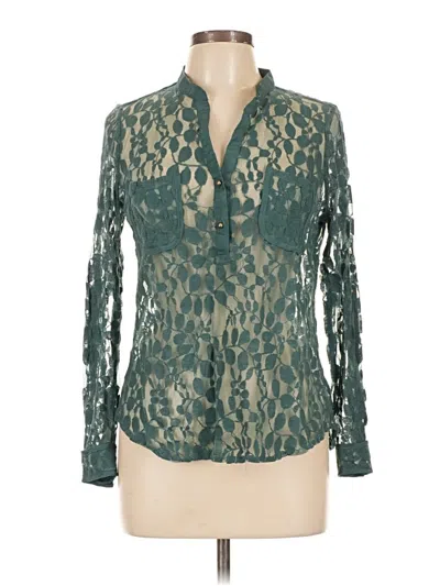 Pre-owned Ny Collection Long Sleeve Blouse In Green