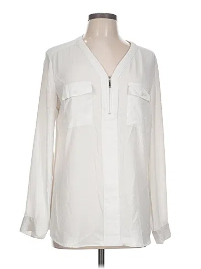 Pre-owned Ny Collection Long Sleeve Blouse In Ivory