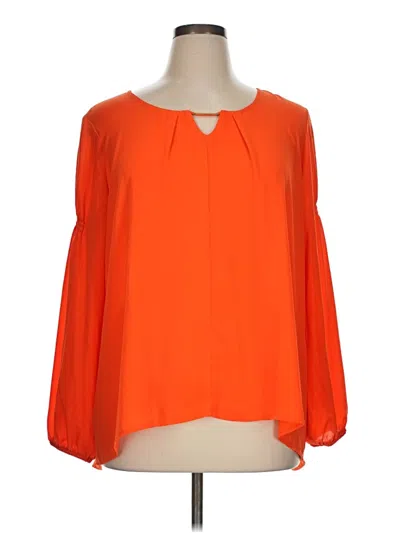 Pre-owned Ny Collection Long Sleeve Blouse In Orange