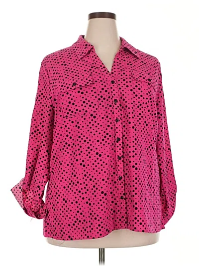 Pre-owned Ny Collection Long Sleeve Blouse In Pink