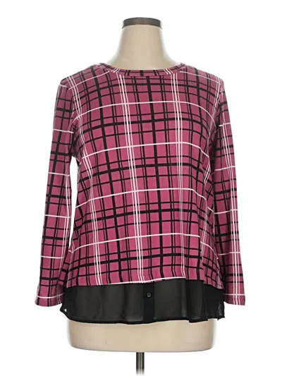 Pre-owned Ny Collection Long Sleeve Blouse In Pink