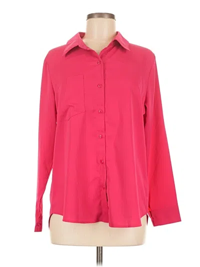 Pre-owned Ny Collection Long Sleeve Blouse In Pink