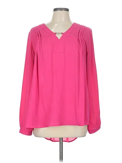 Pre-owned Ny Collection Long Sleeve Blouse In Pink