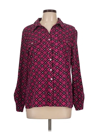 Pre-owned Ny Collection Long Sleeve Blouse In Purple