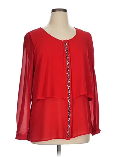 Pre-owned Ny Collection Long Sleeve Blouse In Red