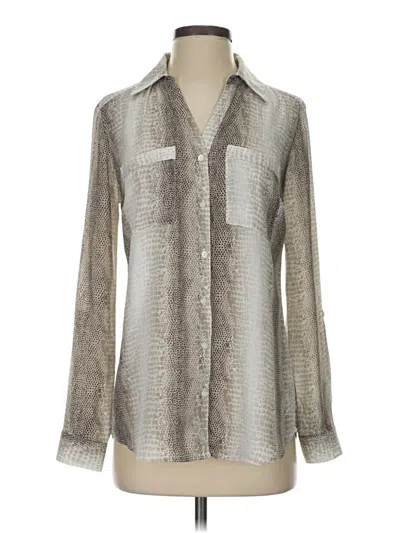 Pre-owned Ny Collection Long Sleeve Blouse In Silver