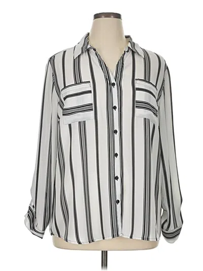 Pre-owned Ny Collection Long Sleeve Blouse In Silver