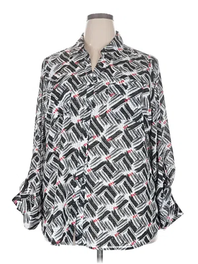Pre-owned Ny Collection Long Sleeve Blouse In Silver