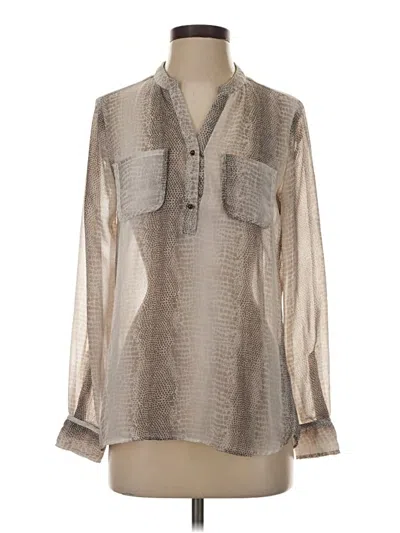 Pre-owned Ny Collection Long Sleeve Blouse In Silver