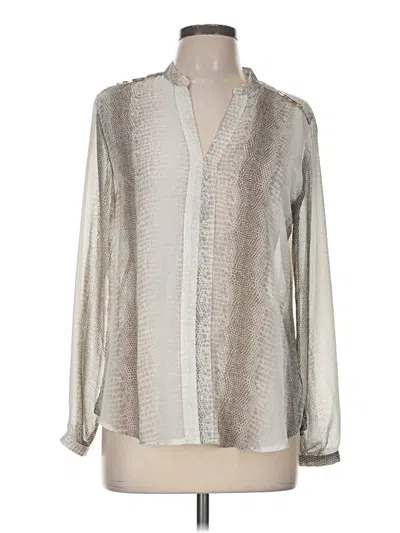 Pre-owned Ny Collection Long Sleeve Blouse In Silver