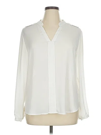 Pre-owned Ny Collection Long Sleeve Blouse In White