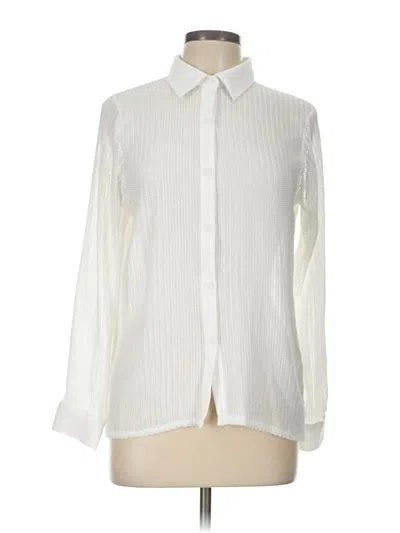 Pre-owned Ny Collection Long Sleeve Blouse In White