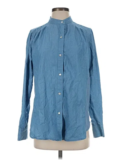 Pre-owned Ny Collection Long Sleeve Button Down Shirt In Blue
