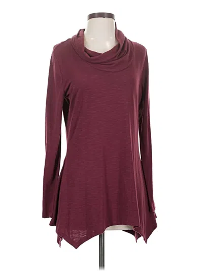 Pre-owned Ny Collection Long Sleeve Top Burgundy Cowl Neck Tops