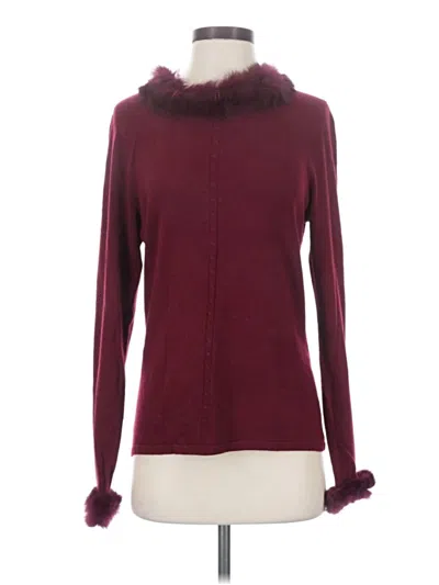 Pre-owned Ny Collection Long Sleeve Top Burgundy Turtleneck Tops