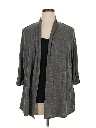 Pre-owned Ny Collection Long Sleeve Top Gray Cowl Neck Tops