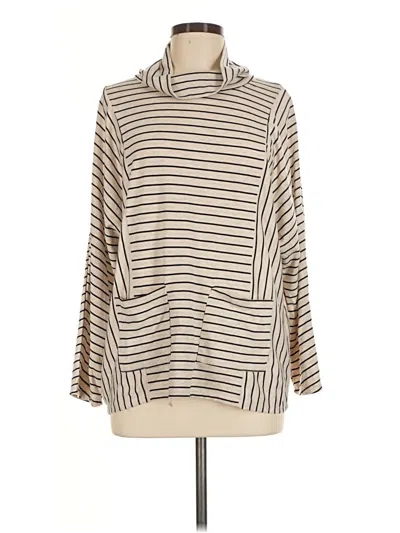 Pre-owned Ny Collection Long Sleeve Top Tan Cowl Neck Tops