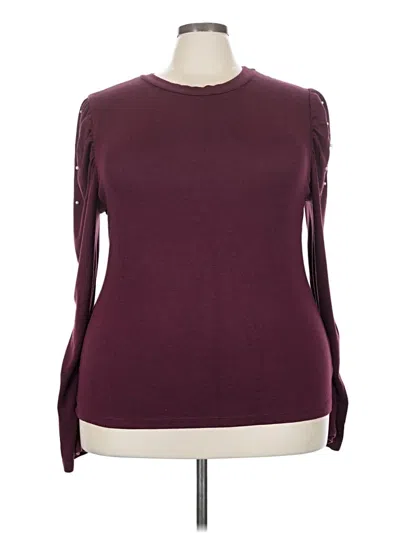 Pre-owned Ny Collection Long Sleeve T-shirt In Burgundy